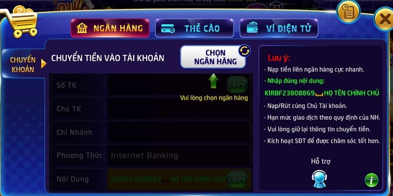 Các quy định cụ thể về giao dịch nạp tiền Rikvip